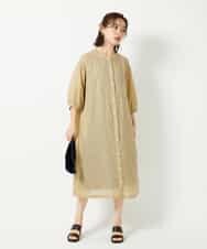 NHEHE60330 GIANNI LO GIUDICE(小さいサイズ)(メゾン ドゥ サンク) 麻シャンブレープリントワンピース イエローベージュ