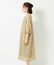 NHEHE60330 GIANNI LO GIUDICE(小さいサイズ)(メゾン ドゥ サンク) 麻シャンブレープリントワンピース イエローベージュ