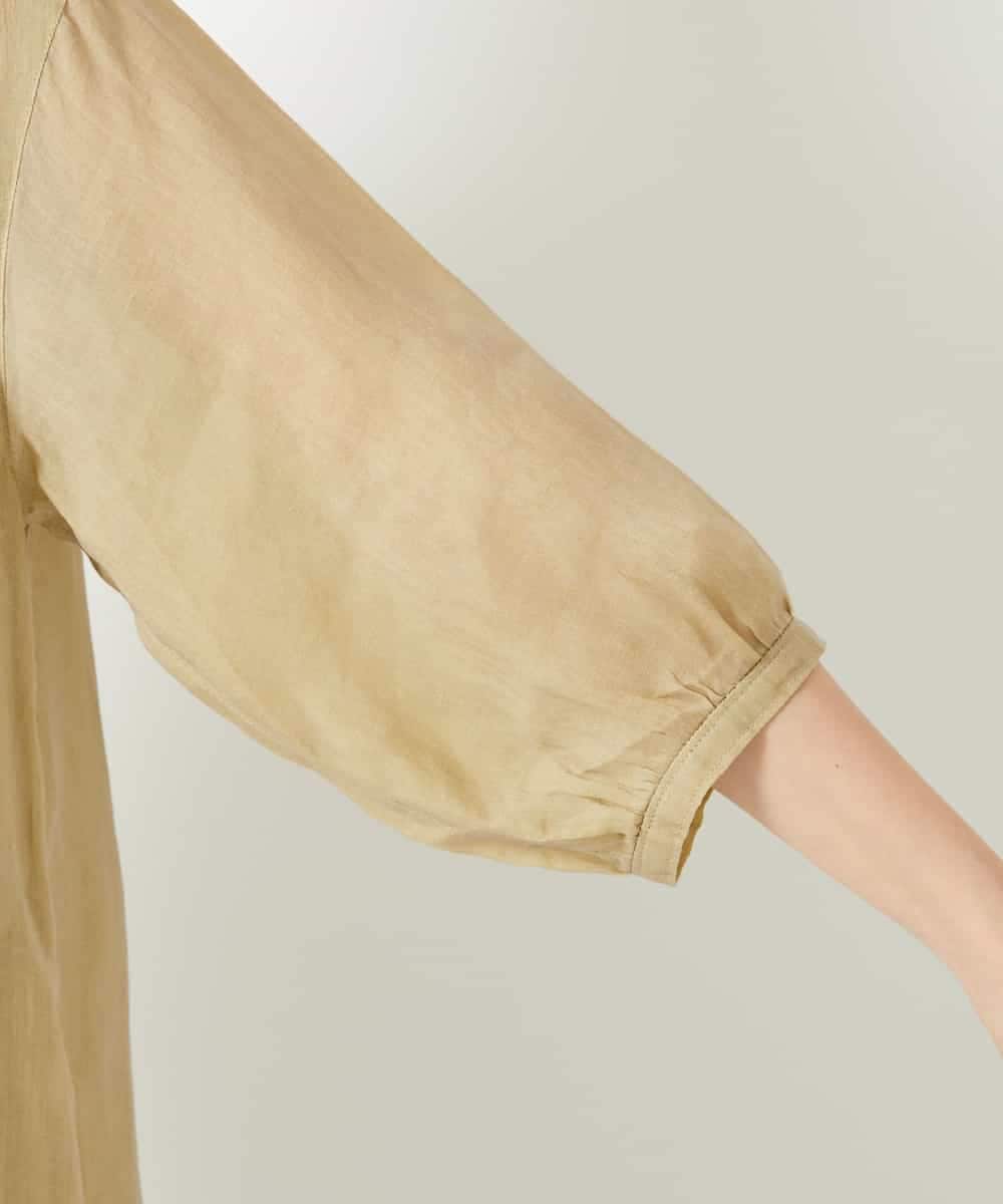 NHEHE60330 GIANNI LO GIUDICE(小さいサイズ)(メゾン ドゥ サンク) 麻シャンブレープリントワンピース イエローベージュ