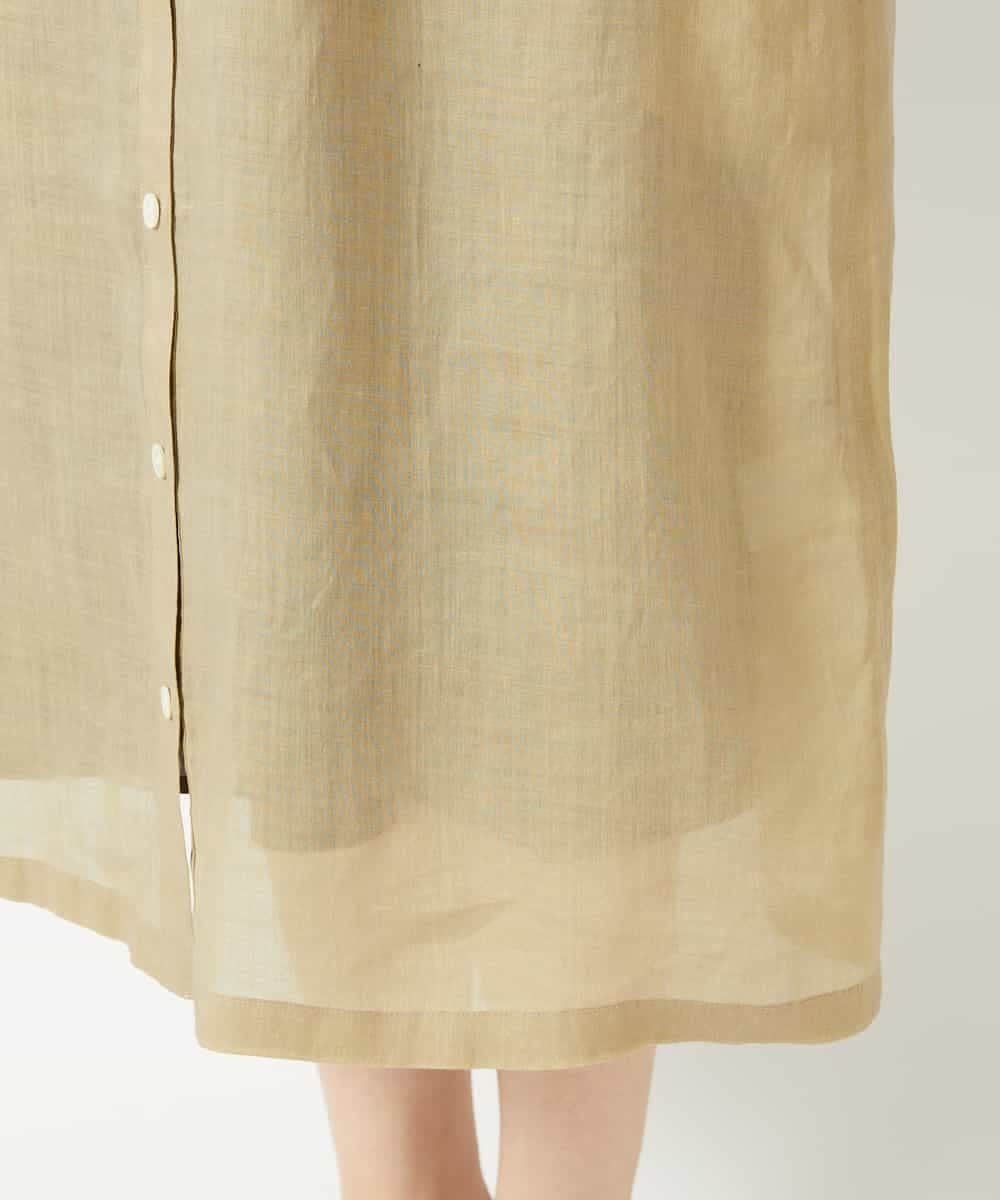NHEHE60330 GIANNI LO GIUDICE(小さいサイズ)(メゾン ドゥ サンク) 麻シャンブレープリントワンピース イエローベージュ