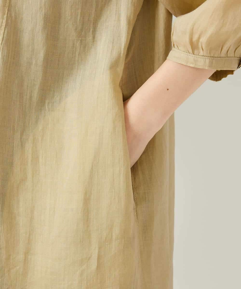 NHEHE60330 GIANNI LO GIUDICE(小さいサイズ)(メゾン ドゥ サンク) 麻シャンブレープリントワンピース イエローベージュ