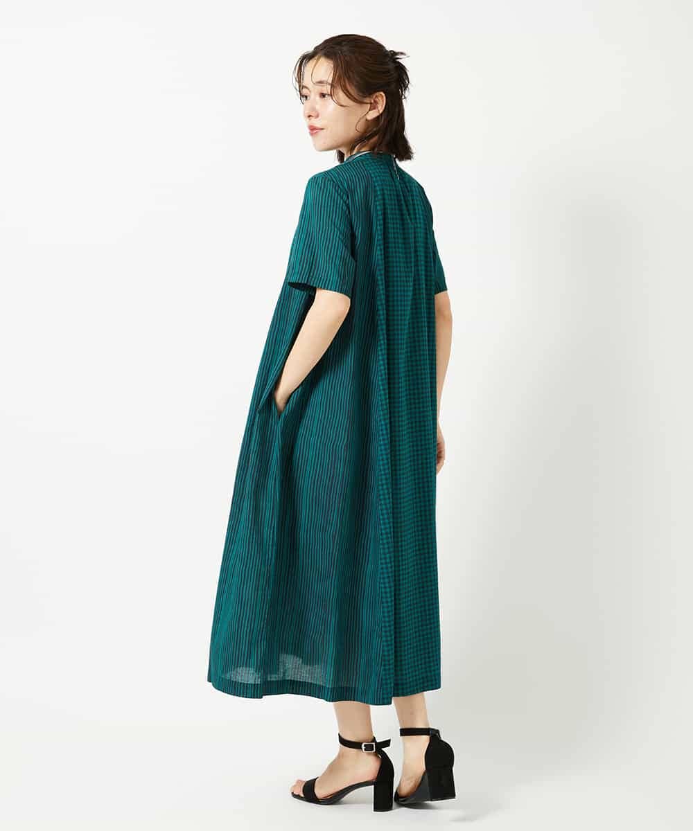 NHEHE61290 GIANNI LO GIUDICE(小さいサイズ)(メゾン ドゥ サンク) コットンストライプギンガムワンピース イエロー