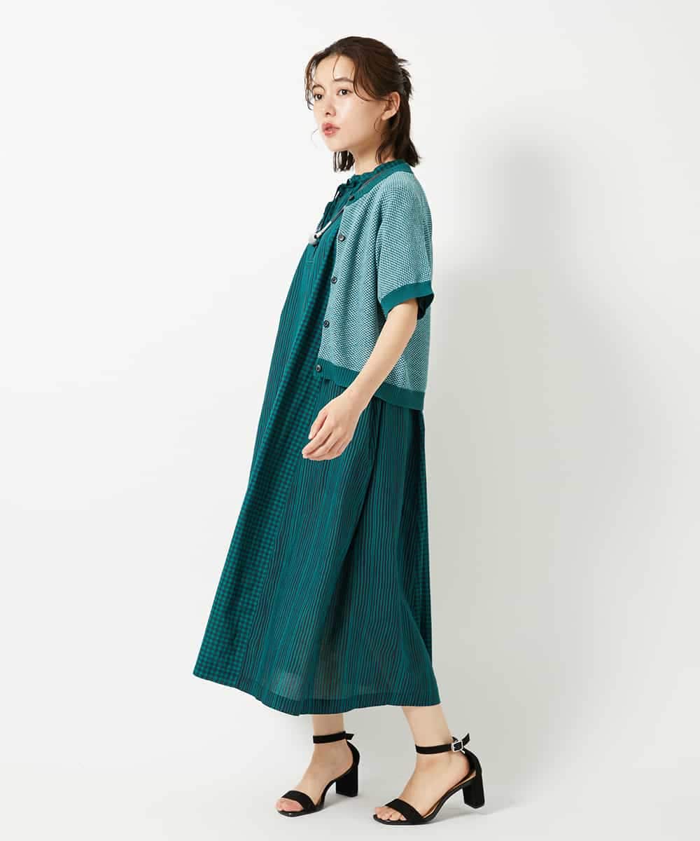 NHEHE61290 GIANNI LO GIUDICE(小さいサイズ)(メゾン ドゥ サンク) コットンストライプギンガムワンピース イエロー