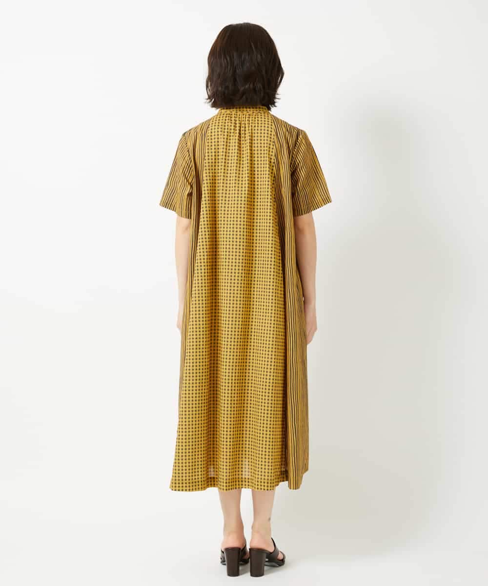 NHEHE61290 GIANNI LO GIUDICE(小さいサイズ)(メゾン ドゥ サンク) コットンストライプギンガムワンピース イエロー