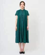 NHEHE61290 GIANNI LO GIUDICE(小さいサイズ)(メゾン ドゥ サンク) コットンストライプギンガムワンピース グリーン