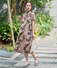 NHEHE62390 GIANNI LO GIUDICE(小さいサイズ)(メゾン ドゥ サンク) リネンフラワープリントワンピース ベージュ