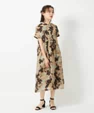 NHEHE62390 GIANNI LO GIUDICE(小さいサイズ)(メゾン ドゥ サンク) リネンフラワープリントワンピース ベージュ