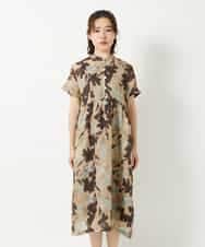NHEHE62390 GIANNI LO GIUDICE(小さいサイズ)(メゾン ドゥ サンク) リネンフラワープリントワンピース ベージュ