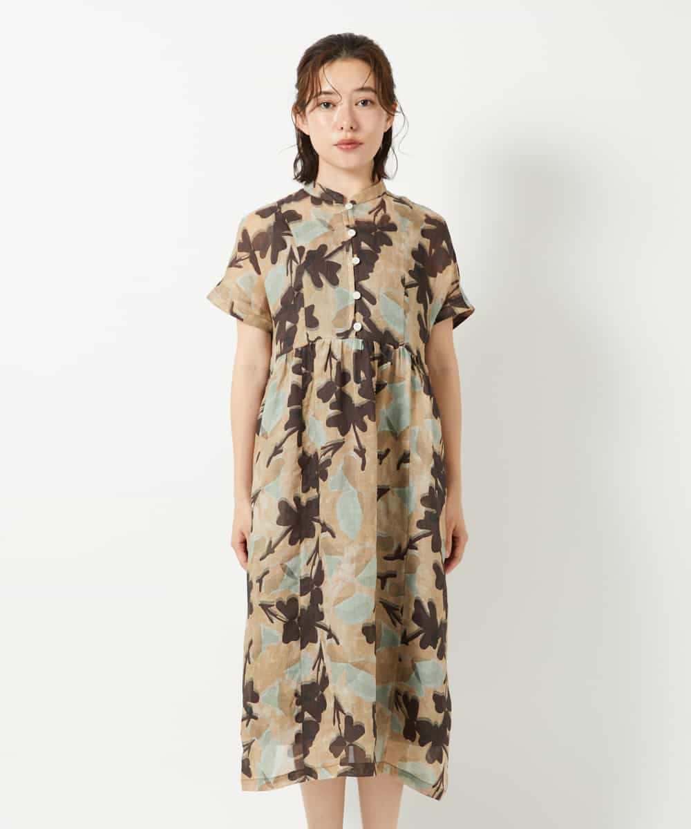 NHEHE62390 GIANNI LO GIUDICE(小さいサイズ)(メゾン ドゥ サンク) リネンフラワープリントワンピース ベージュ