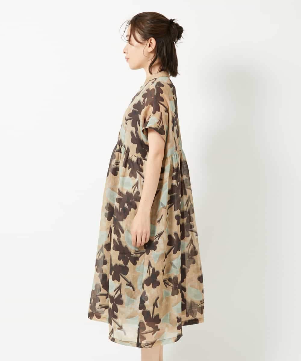 NHEHE62390 GIANNI LO GIUDICE(小さいサイズ)(メゾン ドゥ サンク) リネンフラワープリントワンピース ベージュ