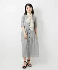 NHEHF80330 GIANNI LO GIUDICE(小さいサイズ)(メゾン ドゥ サンク) 綿麻ワッシャーアシンメトリー切替ワンピース アイボリー