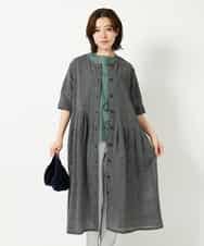 NHEHF80330 GIANNI LO GIUDICE(小さいサイズ)(メゾン ドゥ サンク) 綿麻ワッシャーアシンメトリー切替ワンピース アイボリー