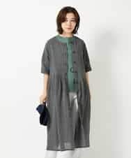 NHEHF80330 GIANNI LO GIUDICE(小さいサイズ)(メゾン ドゥ サンク) 綿麻ワッシャーアシンメトリー切替ワンピース アイボリー