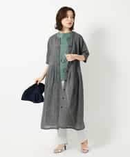 NHEHF80330 GIANNI LO GIUDICE(小さいサイズ)(メゾン ドゥ サンク) 綿麻ワッシャーアシンメトリー切替ワンピース アイボリー