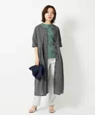 NHEHF80330 GIANNI LO GIUDICE(小さいサイズ)(メゾン ドゥ サンク) 綿麻ワッシャーアシンメトリー切替ワンピース アイボリー