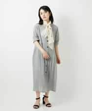 NHEHF80330 GIANNI LO GIUDICE(小さいサイズ)(メゾン ドゥ サンク) 綿麻ワッシャーアシンメトリー切替ワンピース アイボリー