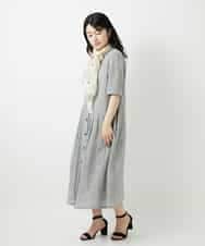 NHEHF80330 GIANNI LO GIUDICE(小さいサイズ)(メゾン ドゥ サンク) 綿麻ワッシャーアシンメトリー切替ワンピース アイボリー