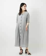 NHEHF80330 GIANNI LO GIUDICE(小さいサイズ)(メゾン ドゥ サンク) 綿麻ワッシャーアシンメトリー切替ワンピース アイボリー