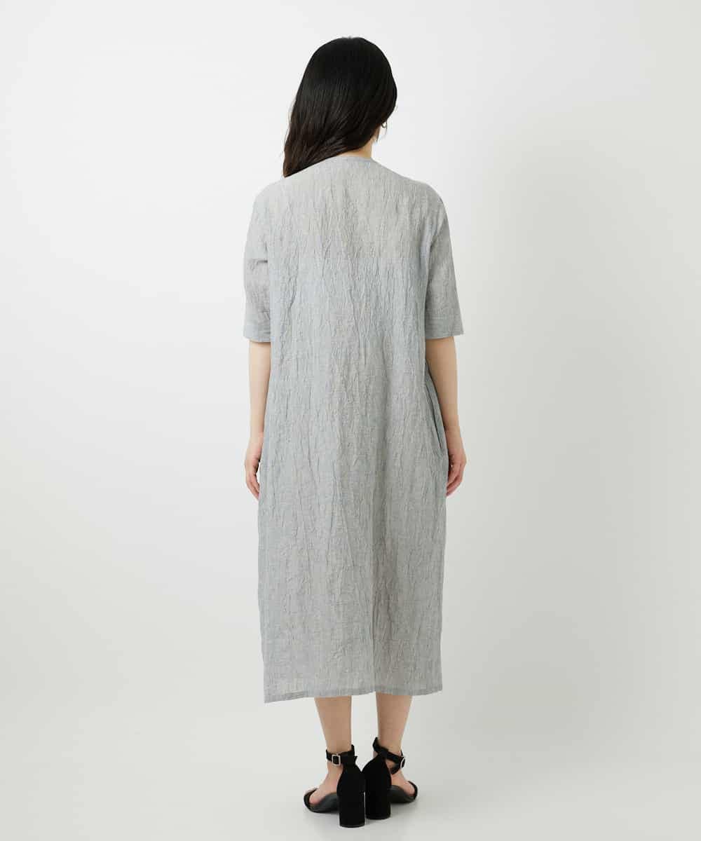 NHEHF80330 GIANNI LO GIUDICE(小さいサイズ)(メゾン ドゥ サンク) 綿麻ワッシャーアシンメトリー切替ワンピース アイボリー