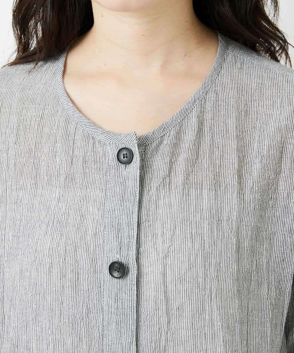 NHEHF80330 GIANNI LO GIUDICE(小さいサイズ)(メゾン ドゥ サンク) 綿麻ワッシャーアシンメトリー切替ワンピース アイボリー