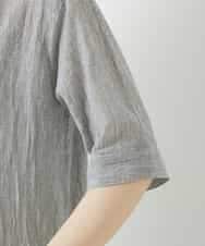 NHEHF80330 GIANNI LO GIUDICE(小さいサイズ)(メゾン ドゥ サンク) 綿麻ワッシャーアシンメトリー切替ワンピース アイボリー