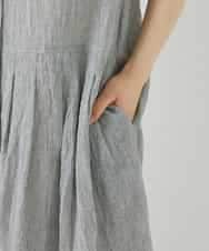 NHEHF80330 GIANNI LO GIUDICE(小さいサイズ)(メゾン ドゥ サンク) 綿麻ワッシャーアシンメトリー切替ワンピース アイボリー