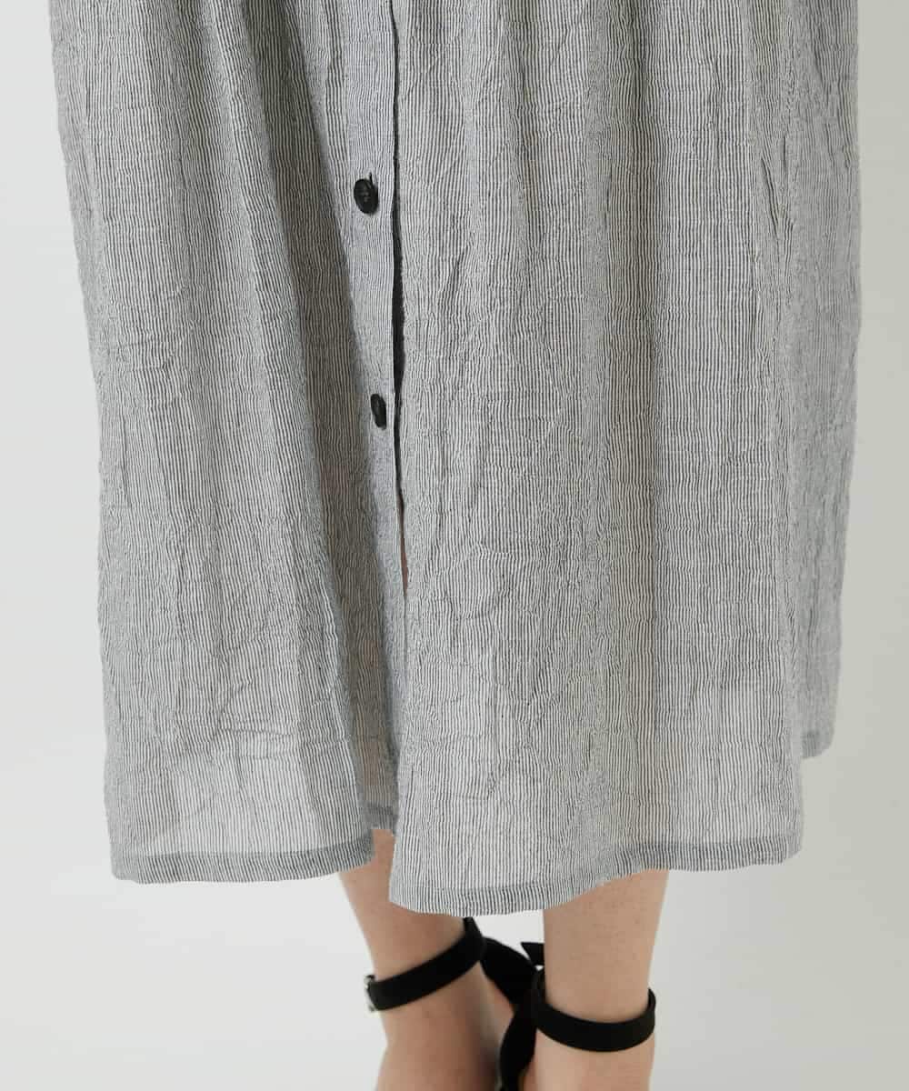 NHEHF80330 GIANNI LO GIUDICE(小さいサイズ)(メゾン ドゥ サンク) 綿麻ワッシャーアシンメトリー切替ワンピース アイボリー