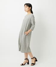 NHEHF82330 GIANNI LO GIUDICE(小さいサイズ)(メゾン ドゥ サンク) コットンリネンコクーンラインワンピース ブラック（グレンチェック）