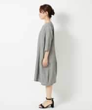 NHEHF82330 GIANNI LO GIUDICE(小さいサイズ)(メゾン ドゥ サンク) コットンリネンコクーンラインワンピース ブラック（グレンチェック）