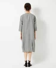 NHEHF82330 GIANNI LO GIUDICE(小さいサイズ)(メゾン ドゥ サンク) コットンリネンコクーンラインワンピース ブラック（グレンチェック）