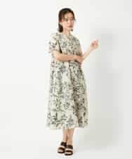 NHEHF91360 GIANNI LO GIUDICE(小さいサイズ)(メゾン ドゥ サンク) 淡彩フラワープリントワンピース ベージュ