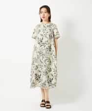 NHEHF91360 GIANNI LO GIUDICE(小さいサイズ)(メゾン ドゥ サンク) 淡彩フラワープリントワンピース ベージュ