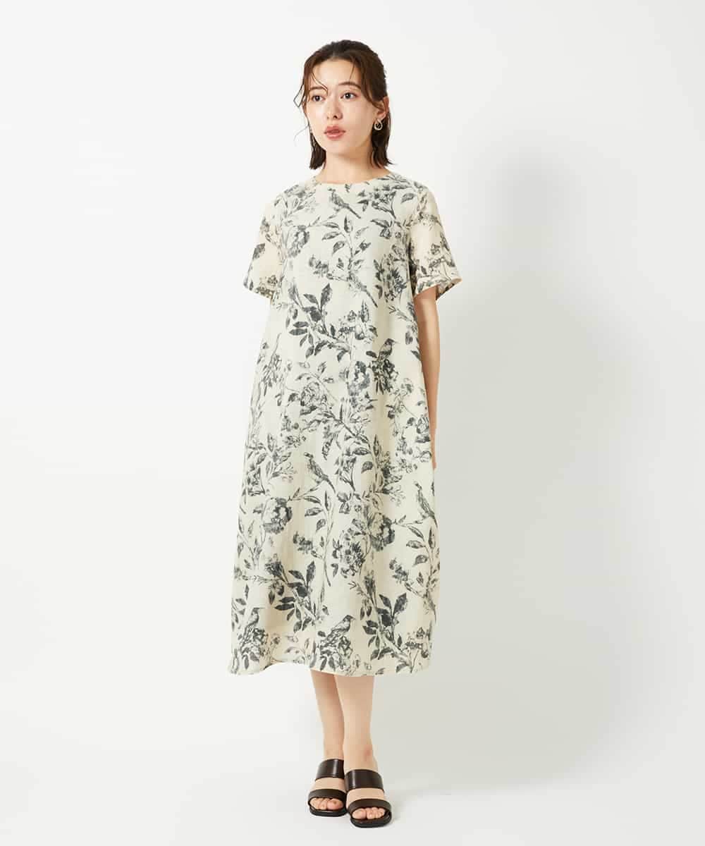 NHEHF91360 GIANNI LO GIUDICE(小さいサイズ)(メゾン ドゥ サンク) 淡彩フラワープリントワンピース ベージュ