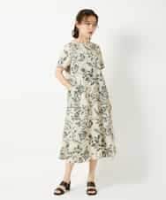 NHEHF91360 GIANNI LO GIUDICE(小さいサイズ)(メゾン ドゥ サンク) 淡彩フラワープリントワンピース ベージュ