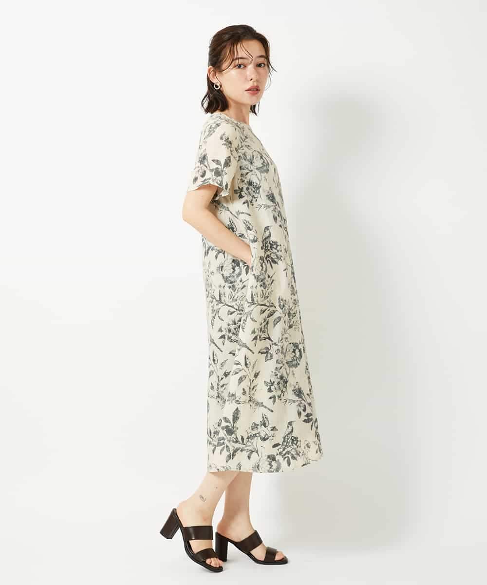 NHEHF91360 GIANNI LO GIUDICE(小さいサイズ)(メゾン ドゥ サンク) 淡彩フラワープリントワンピース ベージュ