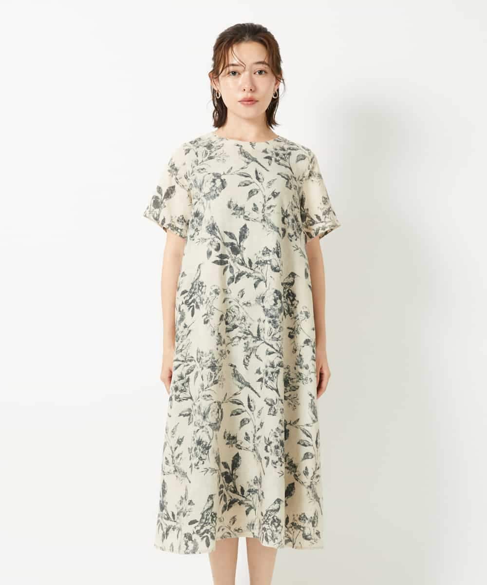 NHEHF91360 GIANNI LO GIUDICE(小さいサイズ)(メゾン ドゥ サンク) 淡彩フラワープリントワンピース ベージュ