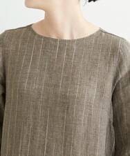 NHEHT01390 GIANNI LO GIUDICE(小さいサイズ)(メゾン ドゥ サンク) リネン段染めラインワンピース モカ系(ストライプ柄)