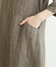 NHEHT01390 GIANNI LO GIUDICE(小さいサイズ)(メゾン ドゥ サンク) リネン段染めラインワンピース モカ系(ストライプ柄)