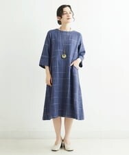 NHEHT01390 GIANNI LO GIUDICE(小さいサイズ)(メゾン ドゥ サンク) リネン段染めラインワンピース モカ系(ストライプ柄)