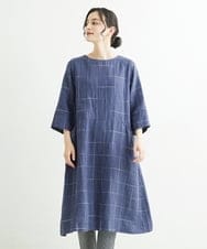 NHEHT01390 GIANNI LO GIUDICE(小さいサイズ)(メゾン ドゥ サンク) リネン段染めラインワンピース モカ系(ストライプ柄)