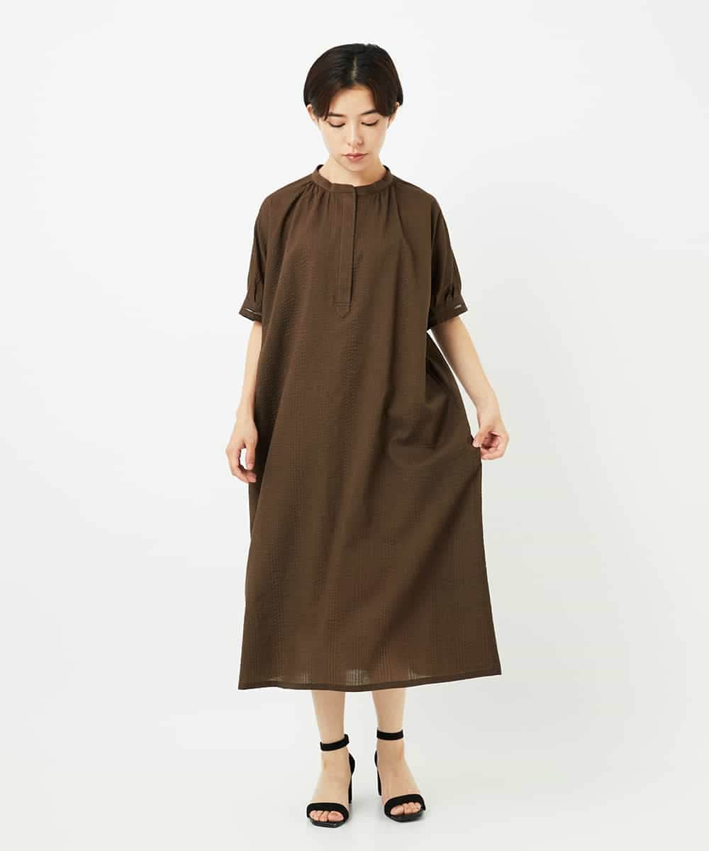 NHEJB01360 GIANNI LO GIUDICE(小さいサイズ)(メゾン ドゥ サンク) [日本製]ミラクルウェーブワンピース ターコイズブルー