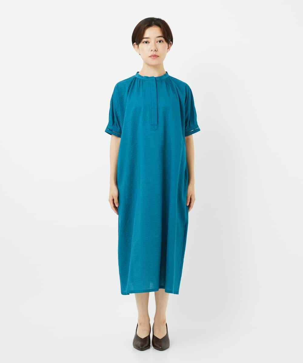 NHEJB01360 GIANNI LO GIUDICE(小さいサイズ)(メゾン ドゥ サンク) [日本製]ミラクルウェーブワンピース ターコイズブルー
