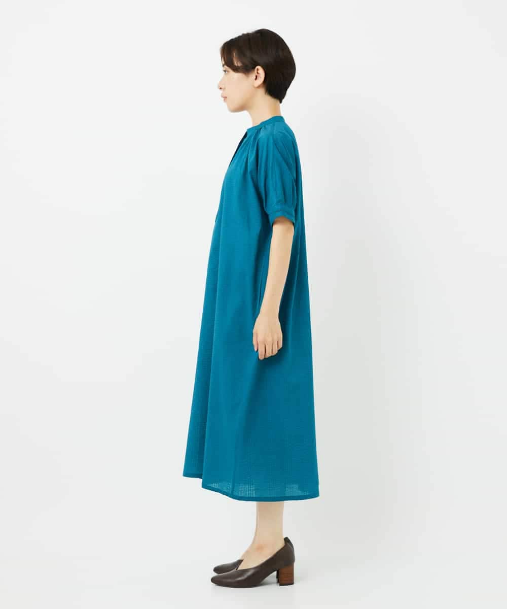 NHEJB01360 GIANNI LO GIUDICE(小さいサイズ)(メゾン ドゥ サンク) [日本製]ミラクルウェーブワンピース ターコイズブルー