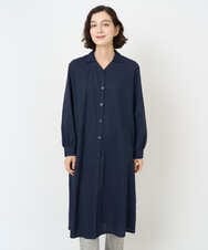 NHEJB10390 GIANNI LO GIUDICE(小さいサイズ)(メゾン ドゥ サンク) コットンローンピンタックロングブラウス ネイビー