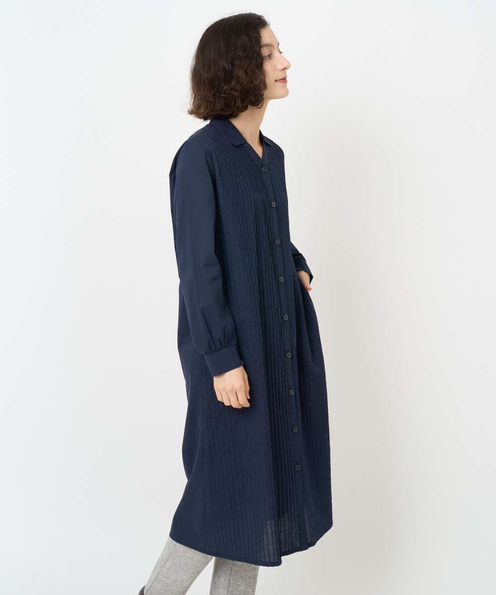 NHEJB10390 GIANNI LO GIUDICE(小さいサイズ)(メゾン ドゥ サンク) コットンローンピンタックロングブラウス ネイビー