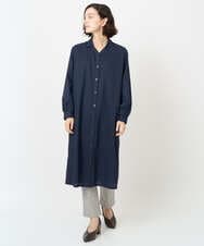 NHEJB10390 GIANNI LO GIUDICE(小さいサイズ)(メゾン ドゥ サンク) コットンローンピンタックロングブラウス ネイビー