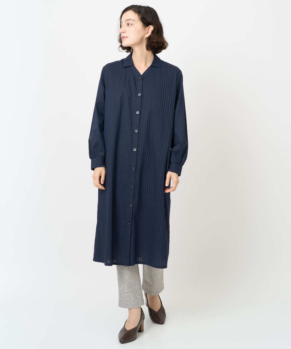 NHEJB10390 GIANNI LO GIUDICE(小さいサイズ)(メゾン ドゥ サンク) コットンローンピンタックロングブラウス ネイビー