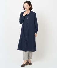 NHEJB10390 GIANNI LO GIUDICE(小さいサイズ)(メゾン ドゥ サンク) コットンローンピンタックロングブラウス ネイビー