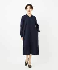 NHEJB10390 GIANNI LO GIUDICE(小さいサイズ)(メゾン ドゥ サンク) コットンローンピンタックロングブラウス ネイビー