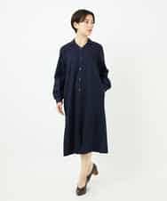 NHEJB10390 GIANNI LO GIUDICE(小さいサイズ)(メゾン ドゥ サンク) コットンローンピンタックロングブラウス ネイビー